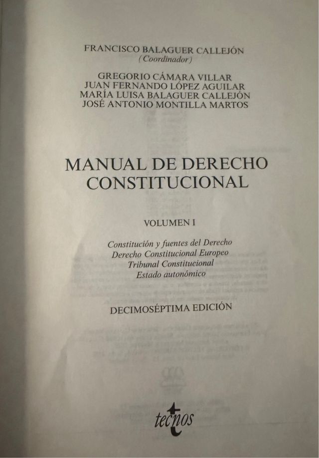 Manual de Derecho Constitucional: Vol. I: Const...