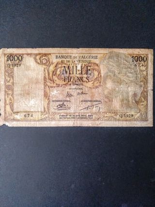 Billete 1000 Francos Argelia-Túnez