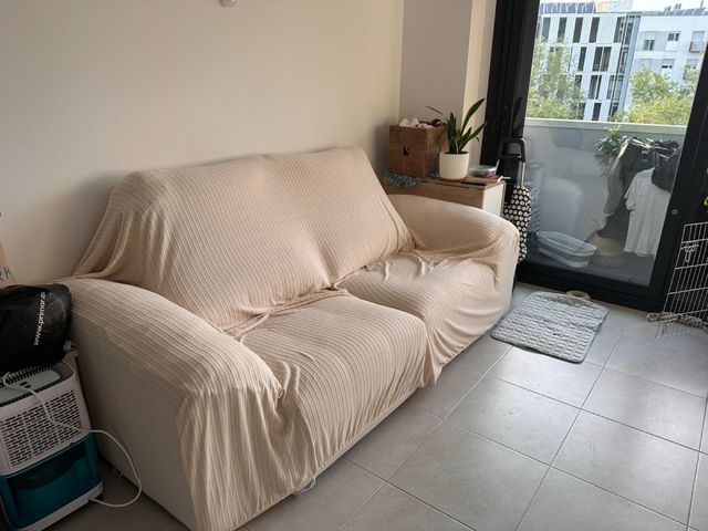 Sofá cama 3,5 plazas con almacenaje – Color arena/