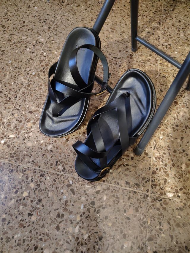 Sandalias planas mujer - Piel negra