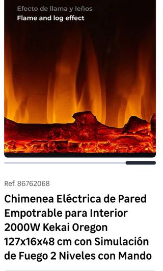 Chimenea eléctrica Kekai Oregon 2000W