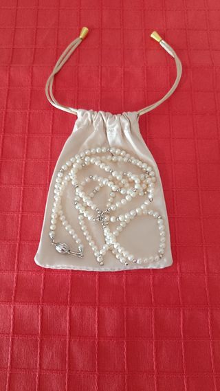 Collar Perlas y Oro blanco 18 kl (750)