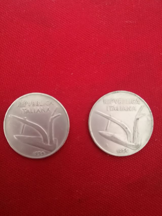 2 Monete Italia 10 Lire 1954