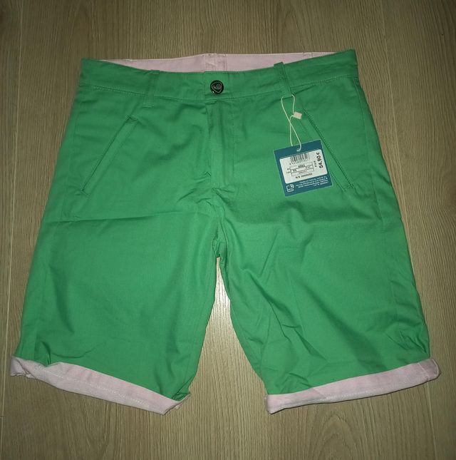 Pantalón corto reversibles verde-rosa