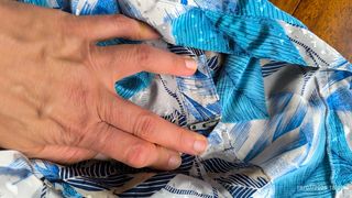 Falda midi plisada vintage azul y blanca