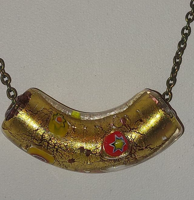Collana vetro Murano con inclusioni murrine ed oro