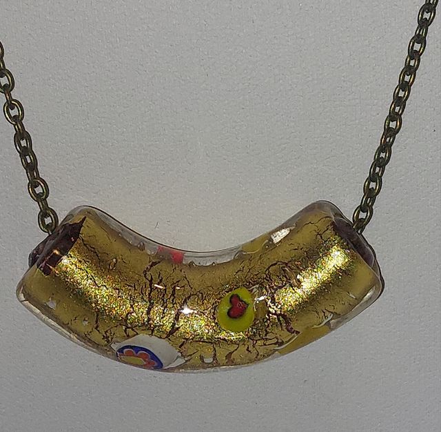 Collana vetro Murano con inclusioni murrine ed oro