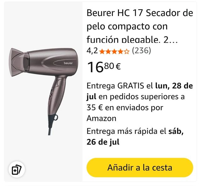 Secador Beurer HC 17 plegable