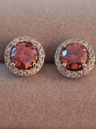 Pendientes Plata Moissanita Roja