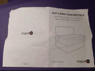Puf cama plegable morado - Cómodo y elegante
