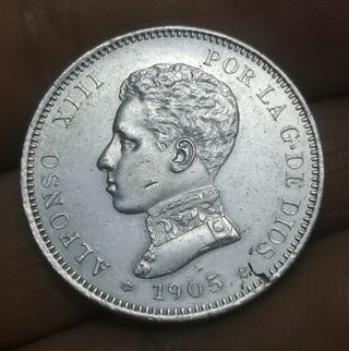 2 PESETAS 1905 ALFONSO XIII PLATA 