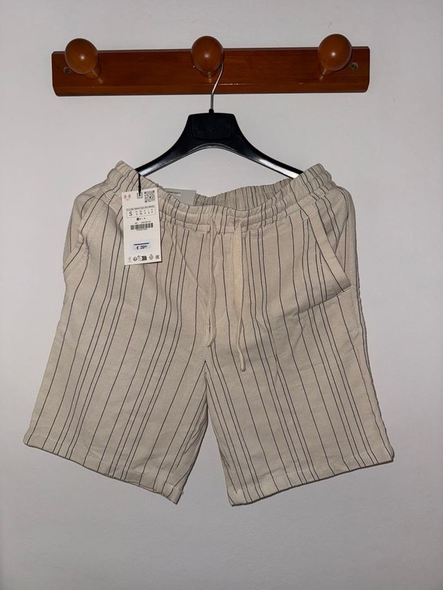 Shorts Zara lino beige talla S