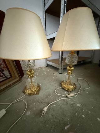 2 Lámparas vintage cristal dorado