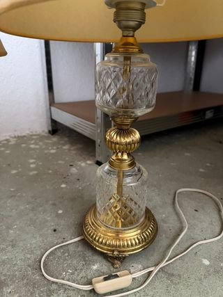 2 Lámparas vintage cristal dorado