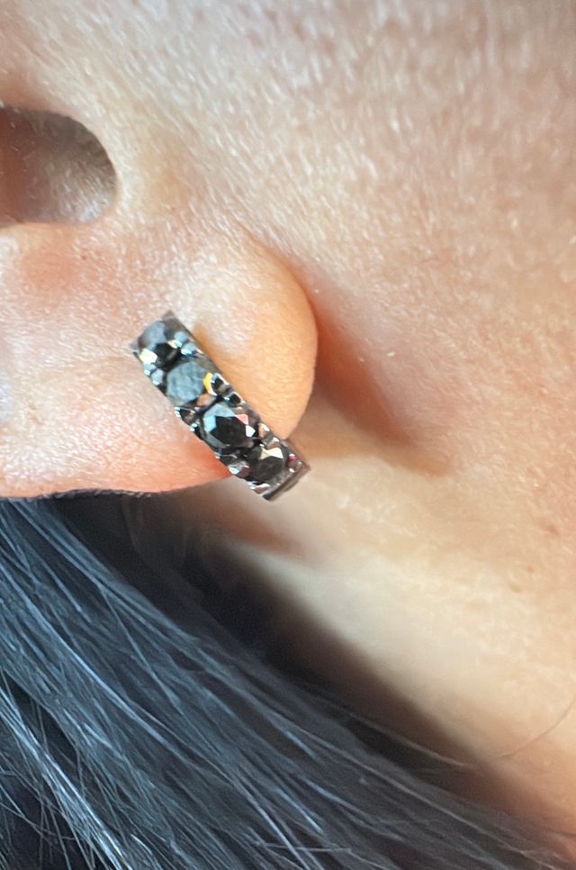 Pendientes aro diamantes negros