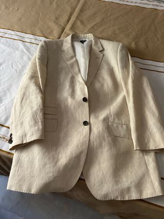 Chaqueta lino beige H&M - Talla L