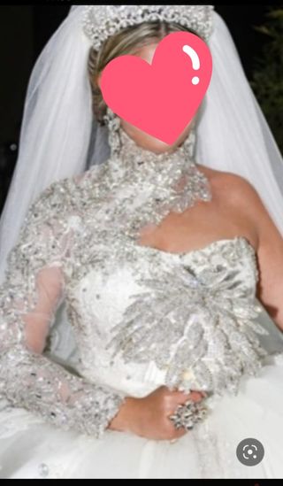 Vestido novia blanco plata