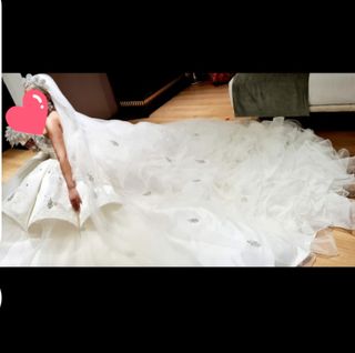 Vestido novia blanco plata