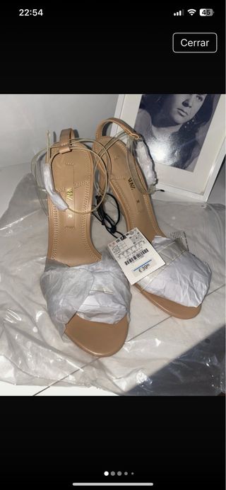 Sandalias Zara transparentes beige - 39