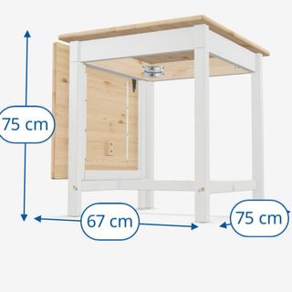 Mesa plegable blanca y madera