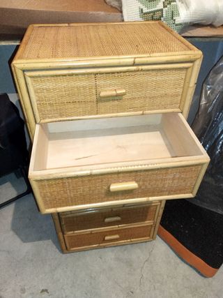 Cómoda mimbre - Madera