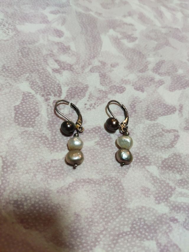 Pendientes perlas marrón blanco