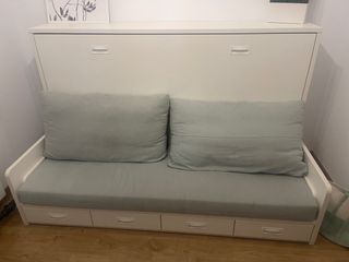 Sofá cama blanco con cajones. !!Urge venta!!