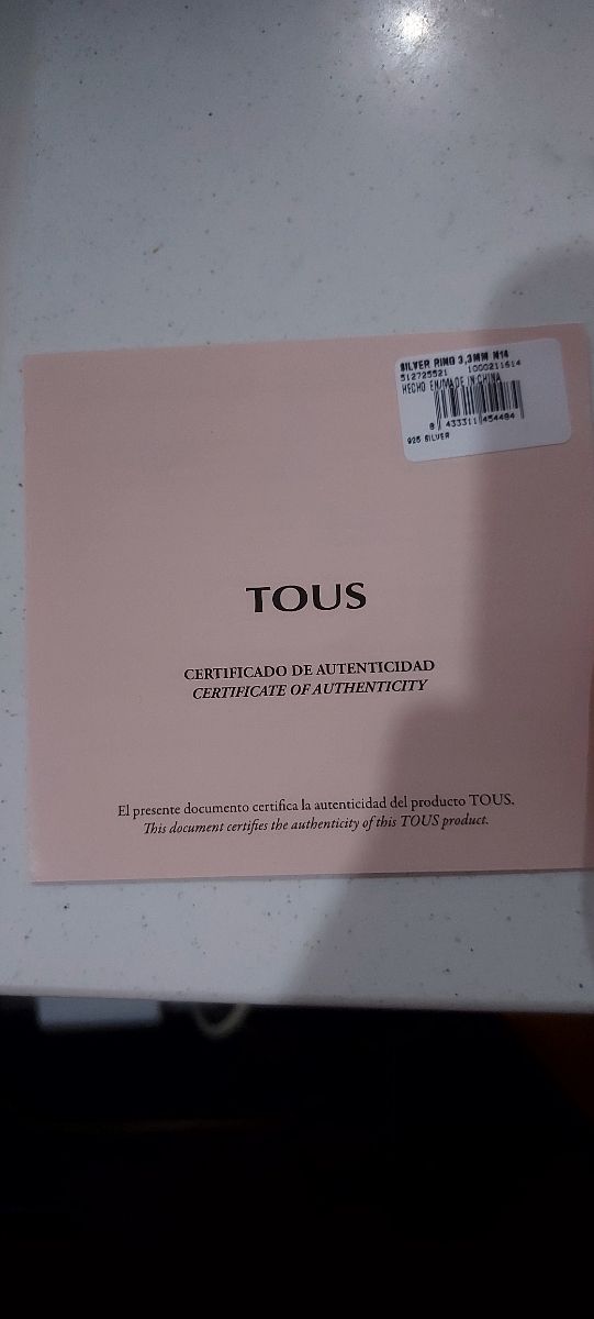 Anillo TOUS plata 925. Talla 14