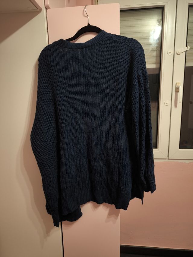 Cárdigan azul de punto
