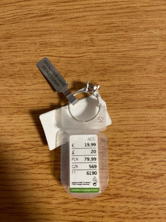 Nuevo Anillo de cristal europeo, talla 52