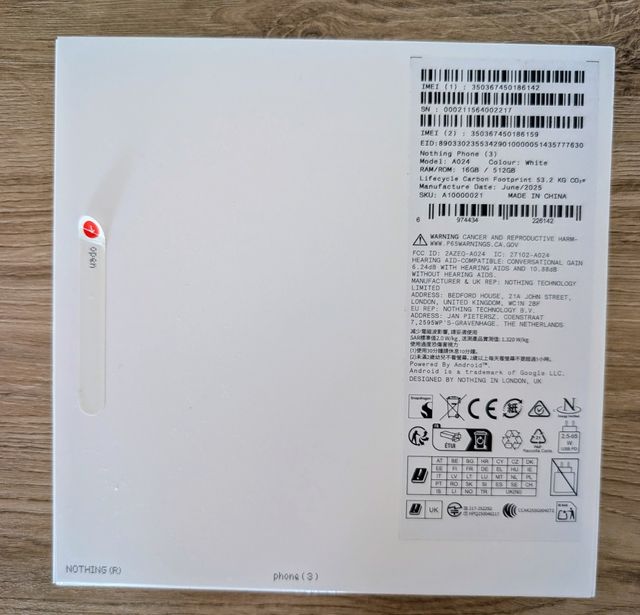 Nothing Phone 3 512GB Bianco  Nuevo Sellado