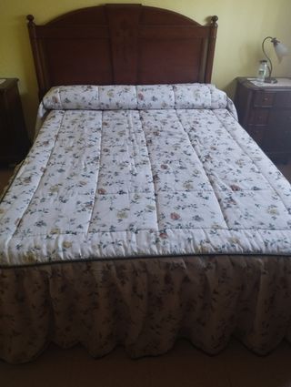 Edredón cama 135cm crudo y estampado floral verde