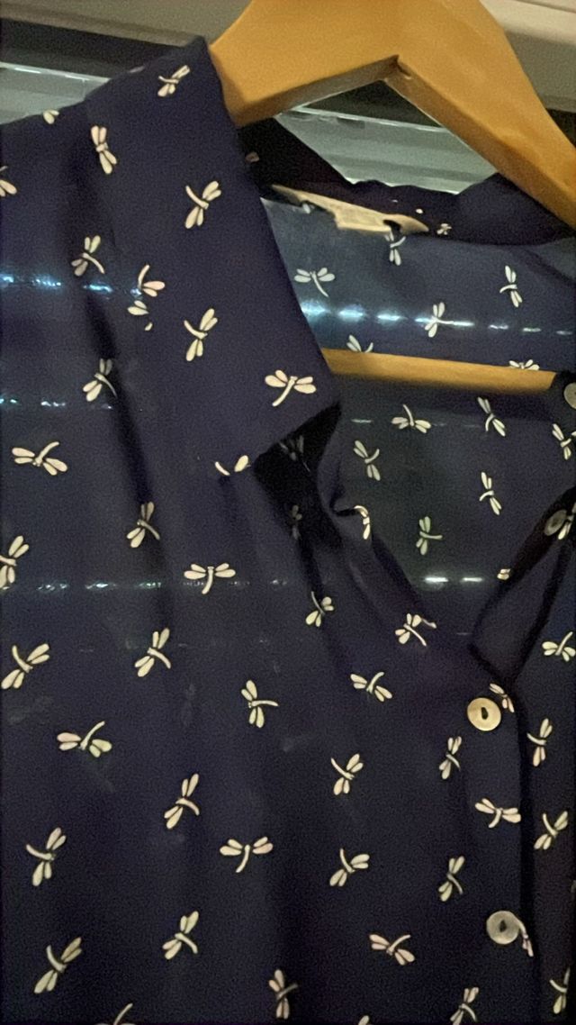 Camisa gasa azul libélulas