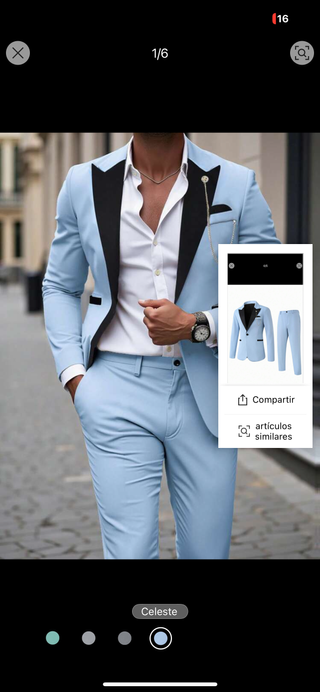 Traje celeste hombre ceremonia