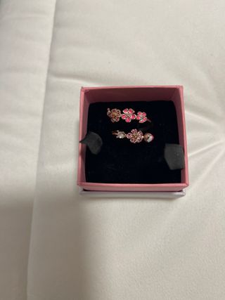 Anillo Pandora flores rosa dorado