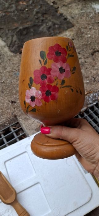 Coppa o mortaio senza il pestino  legno dipinto a
