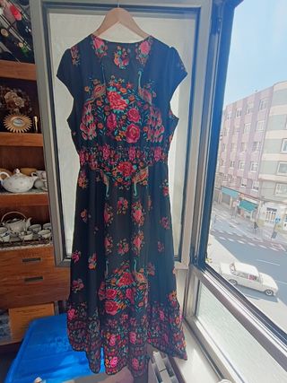 Vestido largo flores talla grande