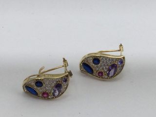pendientes oro 18k con piedra con circonita