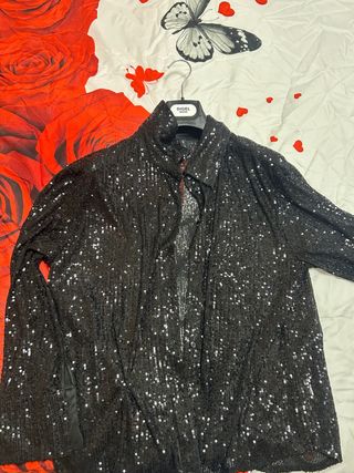Camisa negra lentejuelas fiesta
