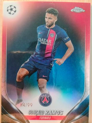 Cromo Numerado Topps Chrome Gonçalo Ramos #96 Psg