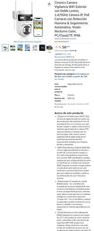 Cámara vigilancia exterior ctronics