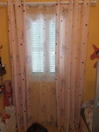 Cortinas Unicornio (2) rosa y blanco
