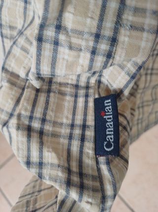 Camicia a quadri beige e blu, tg S