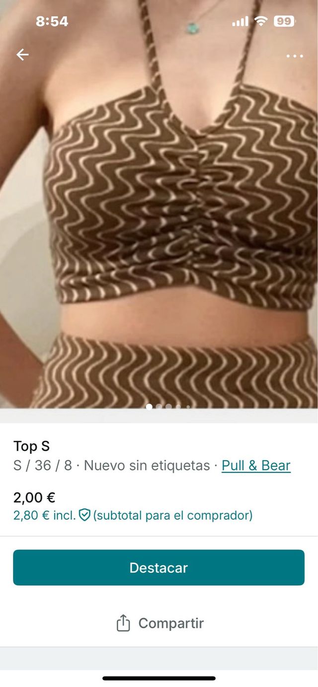 Top marrón Pull&Bear talla S