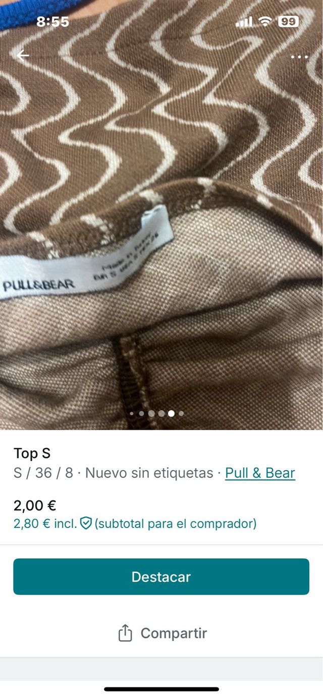 Top marrón Pull&Bear talla S