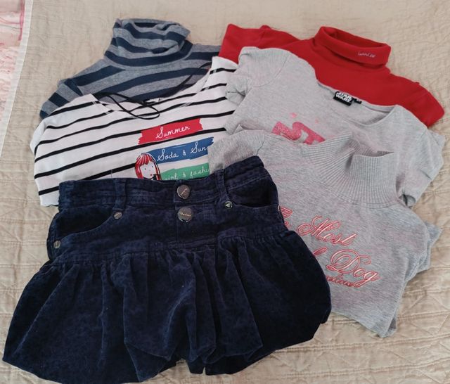 Maglia a righe + gonna bimba 5/6 anni