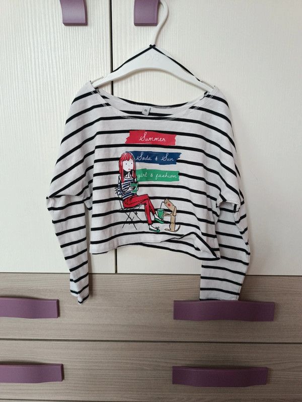 Maglia a righe + gonna bimba 5/6 anni