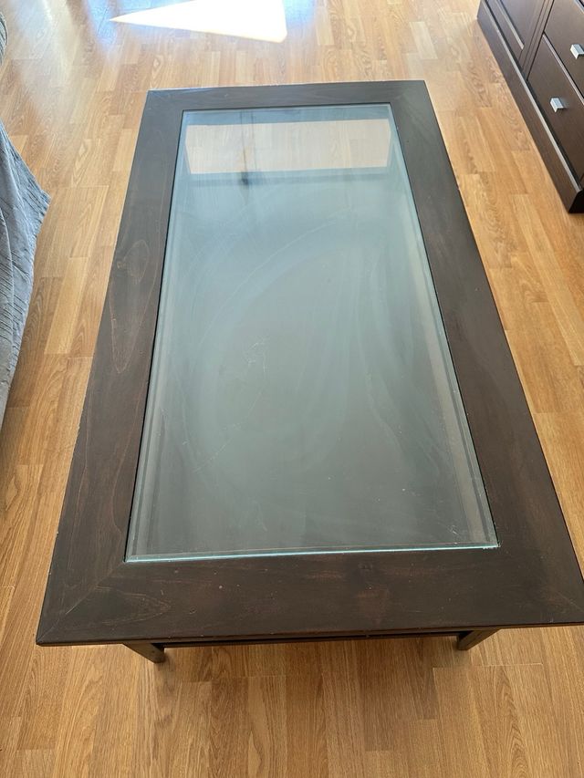 Mesa centro vintage madera oscura