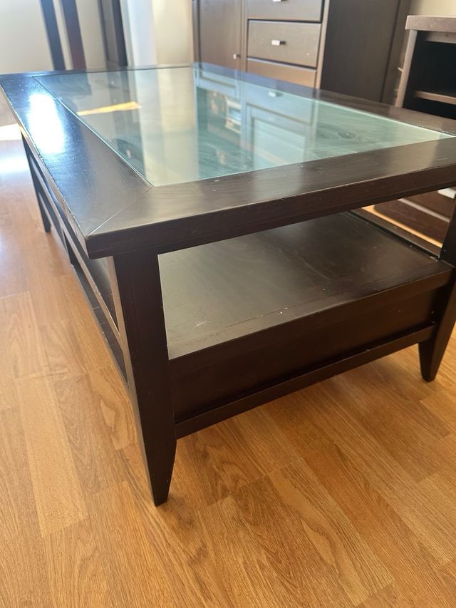 Mesa centro vintage madera oscura