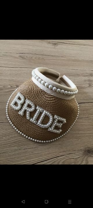 Visiera sposa beige con perle